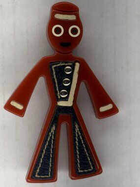 PRADA LEATHER AND RESIN BROOCH